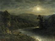 unknow artist Moonlight on the Delaware River oil painting on canvas